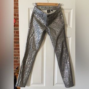 ARMANI EXCHANGE nwot Metallic Low Rise Skinny Jean Pant 0, 24